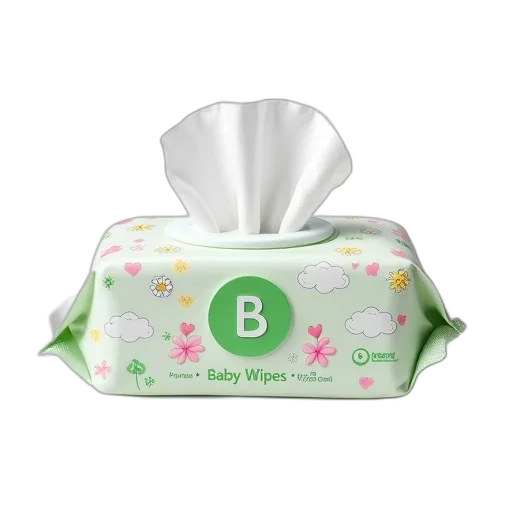 pack, white, baby, wipes, green, logo, label, reads transparent PNG cut-out