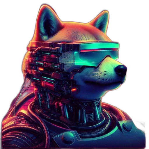 robot, mask, animal, face, cyberpunk, vaporwave, concept art, 3d render transparent PNG cut-out