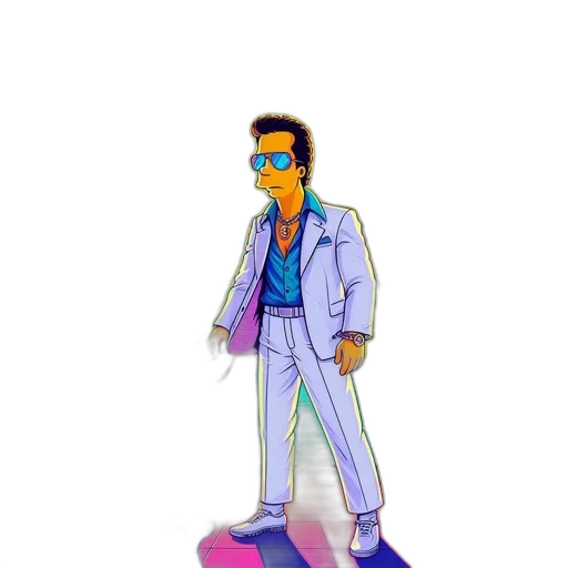 jacket, robot, staff, vaporwave, cartoon, concept art, pixel art, neon lights transparent PNG cut-out