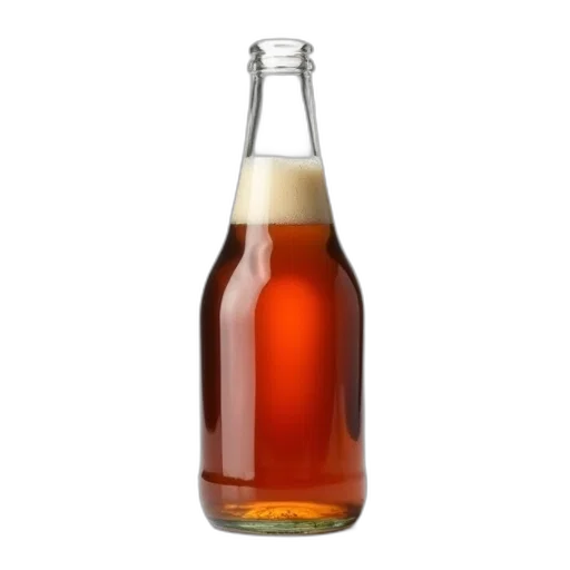 bottle, food, jacket, clear, glass, filled, dark, amber transparent PNG cut-out
