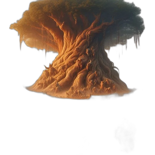 tree, hair, crown, creature, concept art, fantasy art, 3d render, photorealistic transparent PNG cut-out