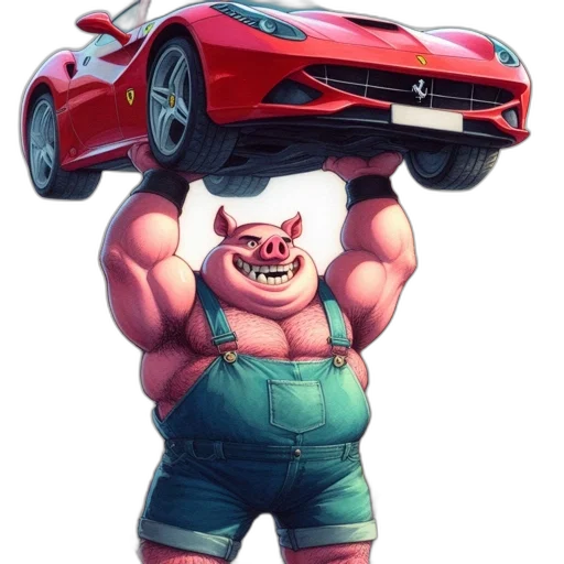 car, animal, weapon, concept art, 3d render, comic book art, cartoon, strong transparent PNG cut-out