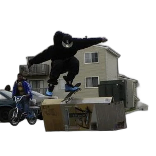 3d render, city street, skateboarder, performs transparent PNG cut-out