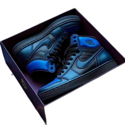 shoes, blue, pair, black, high-top, sneakers, sole, laces transparent PNG cut-out