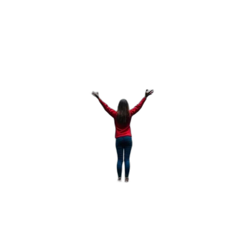 robot, animal, hair, pixel art, 3d render, person, red, top transparent PNG cut-out