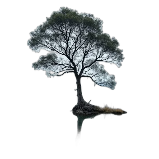 tree, hair, animal, crown, photorealistic, concept art, fantasy art, 3d render transparent PNG cut-out