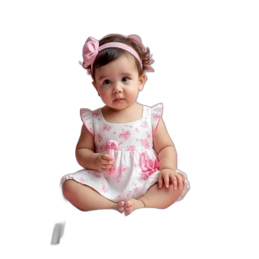 weapon, jewelry, dress, staff, photorealistic, 3d render, toddler, sitting transparent PNG cut-out