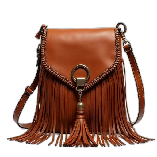 hair, jewelry, earth tones, fashion, tassell, leather, sling, shoulder transparent PNG cut-out