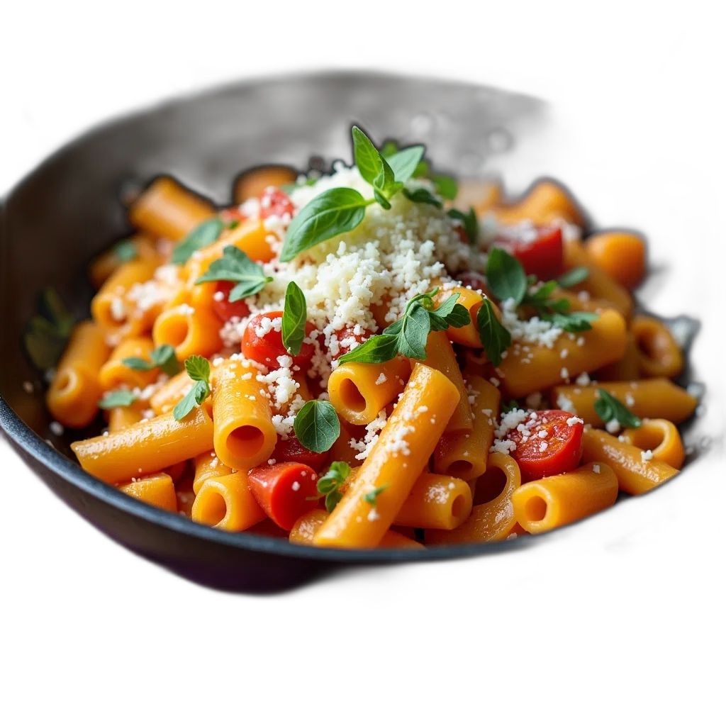 food, photorealistic, close-up, view, pan, filled, colorful, pasta transparent PNG cut-out