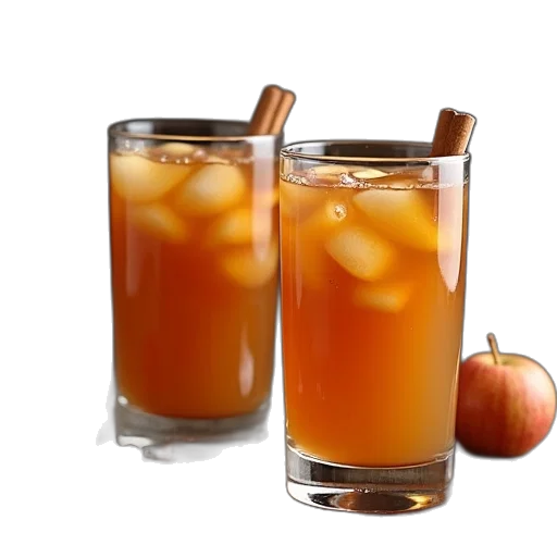 food, 3d render, photorealistic, two, glasses, hot, apple, cidl transparent PNG cut-out