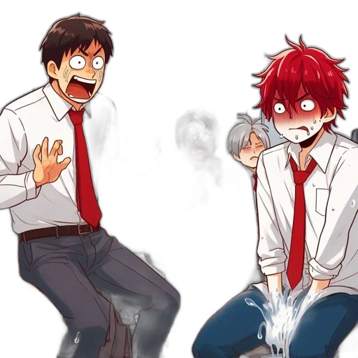 anime, concept art, cartoon, comic book art, fire, red, four, young transparent PNG cut-out