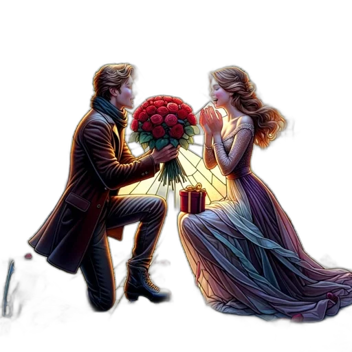 flower, concept art, fantasy art, photorealistic, oil painting, fire, sunset, snow transparent PNG cut-out