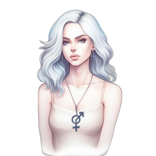 jewelry, face, dress, hair, fantasy art, pixel art, concept art, watercolor transparent PNG cut-out