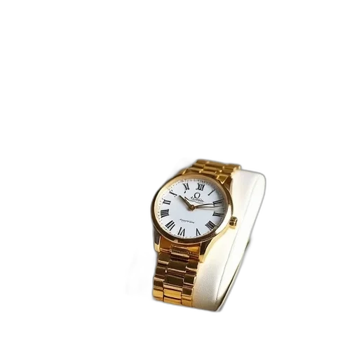 jewelry, furniture, 3d render, gold, wristwatch, white, face, black transparent PNG cut-out