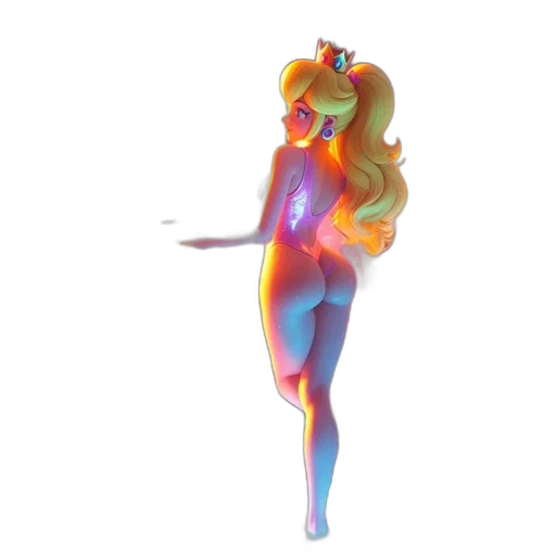 dress, hair, creature, 3d render, concept art, pixel art, vaporwave, neon lights transparent PNG cut-out