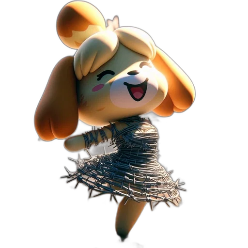 staff, animal, weapon, dress, 3d render, concept art, golden, animated transparent PNG cut-out