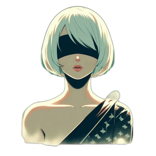 mask, face, dress, robot, concept art, comic book art, pixel art, anime transparent PNG cut-out