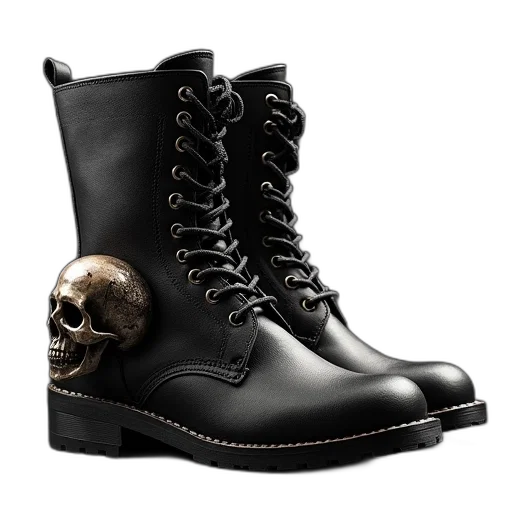 shoes, weapon, photorealistic, 3d render, concept art, pair, black, demon transparent PNG cut-out