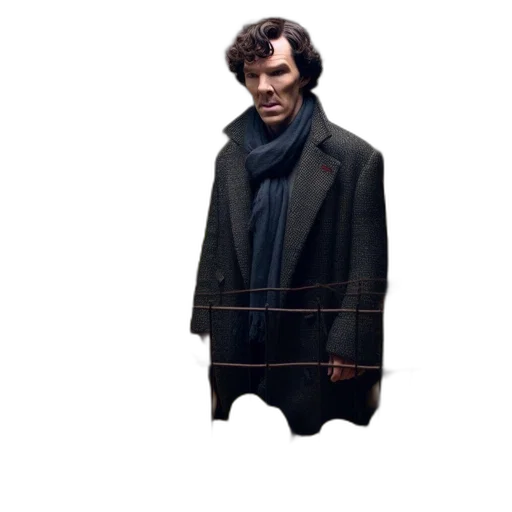 jacket, mask, umbrella, creature, concept art, pixel art, 3d render, dark transparent PNG cut-out