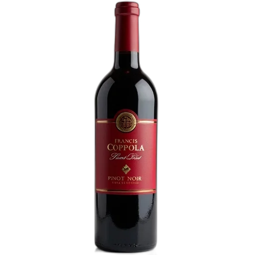 bottle, francis, coppola, pinot, noir, wine, red, label transparent PNG cut-out