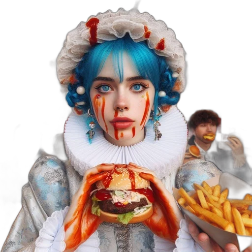 food, face, creature, dress, concept art, fantasy art, photorealistic, anime transparent PNG cut-out