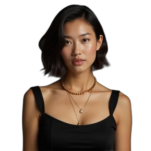 jewelry, dress, face, staff, photorealistic, concept art, cyberpunk, dark transparent PNG cut-out