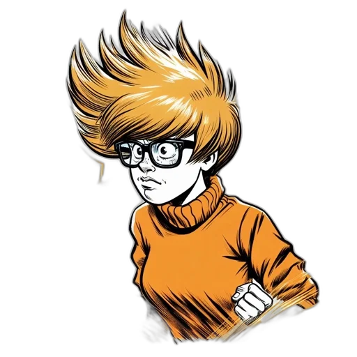 hair, staff, jacket, cartoon, comic book art, anime, concept art, animated transparent PNG cut-out