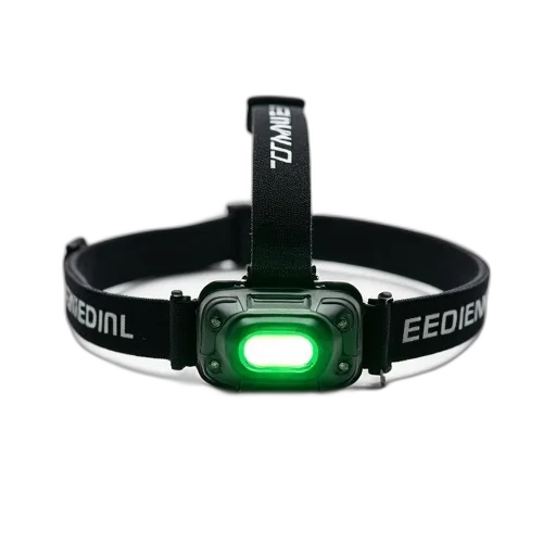 jewelry, cyberpunk, black, headlamp, green, led, light, displayed transparent PNG cut-out