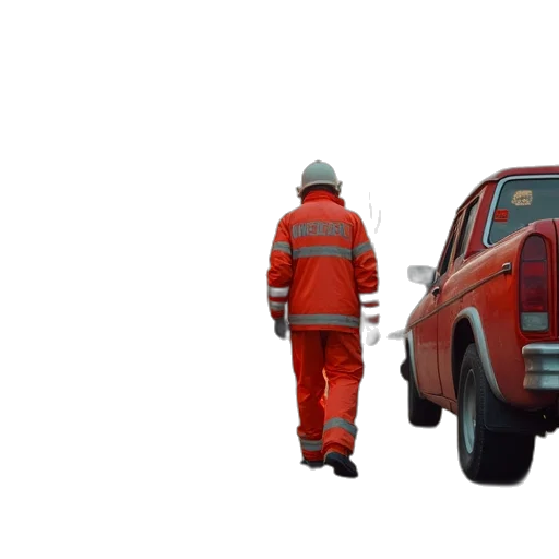 car, jacket, 3d render, concept art, fire, city street, process, improve transparent PNG cut-out
