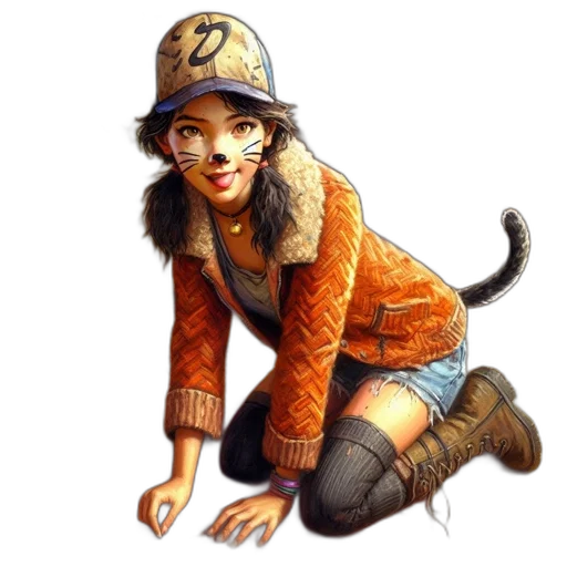 hat, animal, staff, jacket, concept art, fantasy art, photorealistic, comic book art transparent PNG cut-out