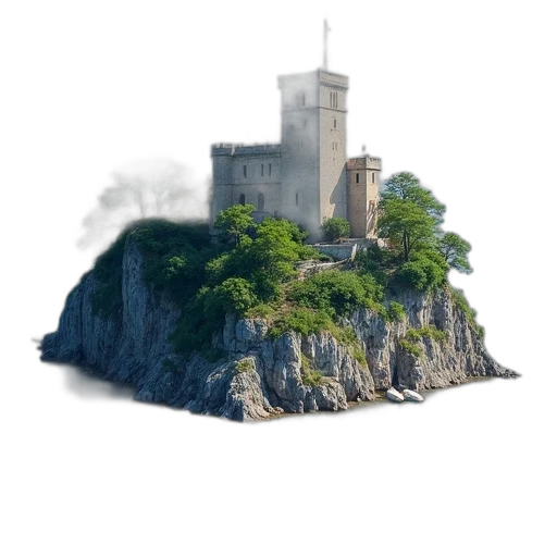 building, crown, sword, dragon, 3d render, concept art, photorealistic, fantasy art transparent PNG cut-out