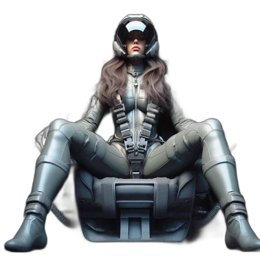 robot, jacket, concept art, 3d render, cyberpunk, comic book art, woman, occupies transparent PNG cut-out