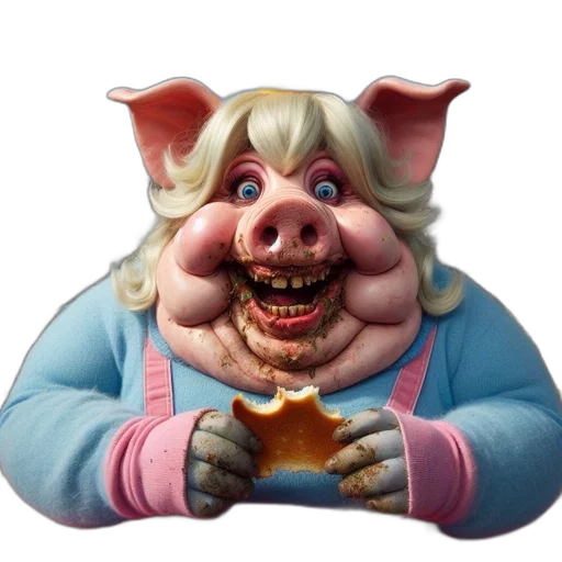 food, creature, face, animal, concept art, 3d render, photorealistic, pig-human transparent PNG cut-out