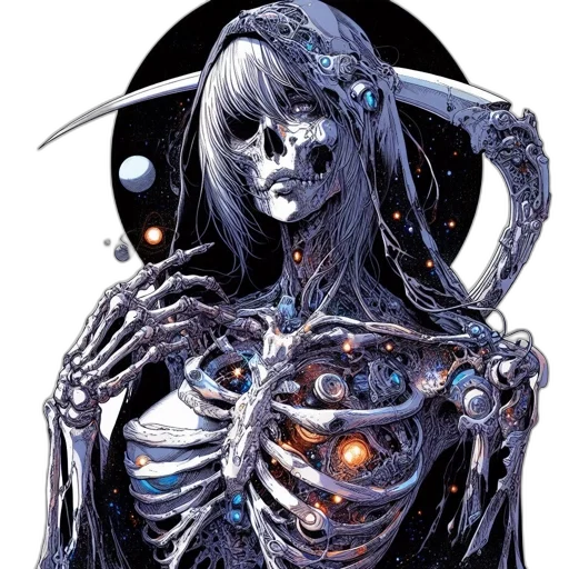 dress, robot, jewelry, face, comic book art, concept art, cyberpunk, pixel art transparent PNG cut-out