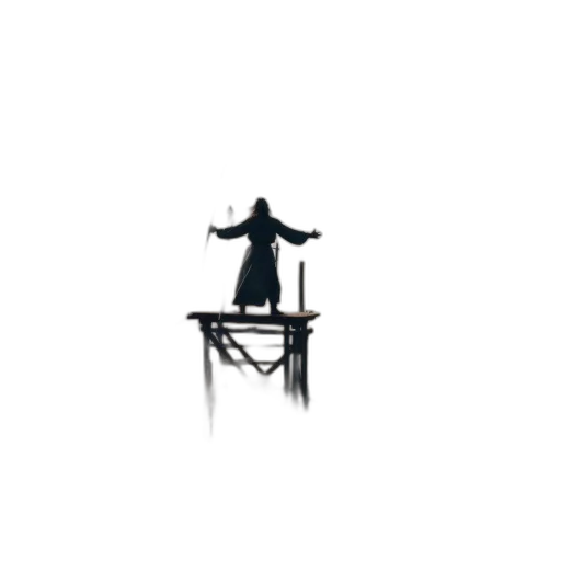 staff, umbrella, dress, robot, concept art, pixel art, 3d render, fog transparent PNG cut-out
