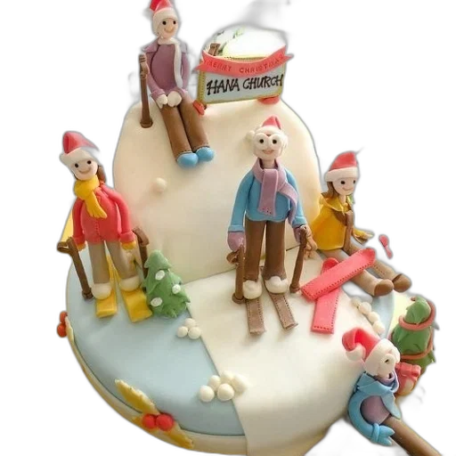 3d render, snow, cake, christmas, theme, featuring, sign, reads transparent PNG cut-out