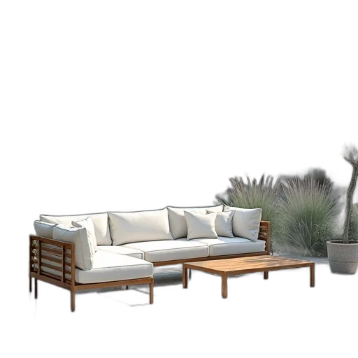 furniture, 3d render, photorealistic, concept art, earth tones, monochrome, modern, garden transparent PNG cut-out