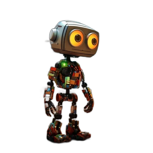 robot, animal, creature, staff, concept art, 3d render, pixel art, cyberpunk transparent PNG cut-out