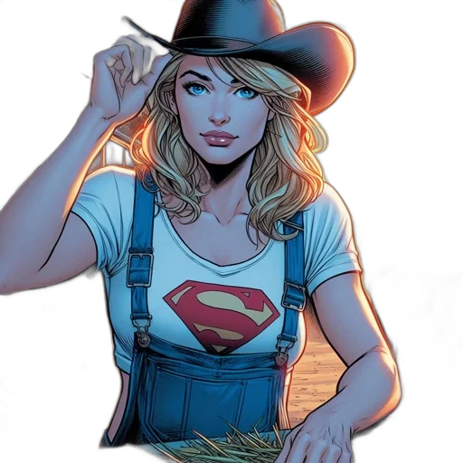 hat, comic book art, cartoon, concept art, woman, blonde, hair, blue transparent PNG cut-out