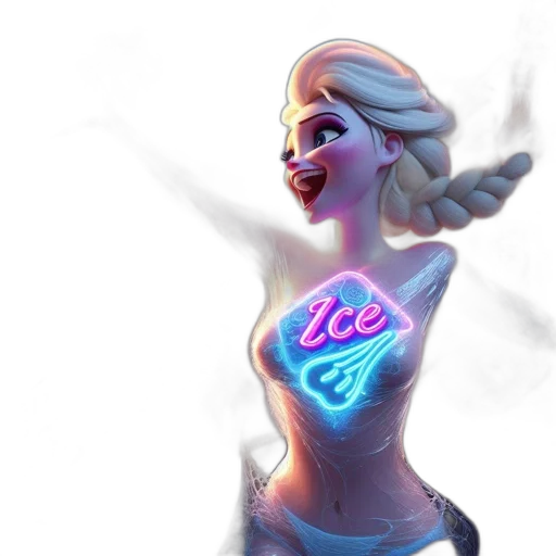 staff, dress, concept art, fantasy art, comic book art, 3d render, neon lights, neon transparent PNG cut-out