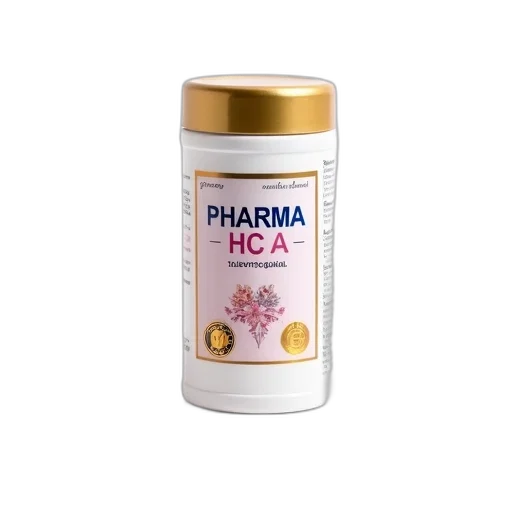 white, cylindrical, container, golden, lid, labeled, pharma, hca transparent PNG cut-out