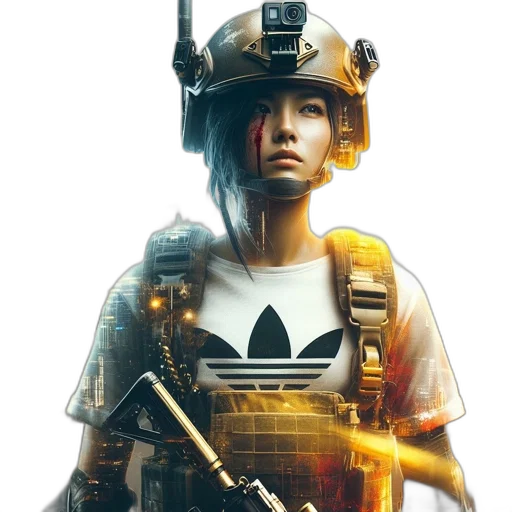 robot, weapon, sword, face, concept art, cyberpunk, fantasy art, 3d render transparent PNG cut-out