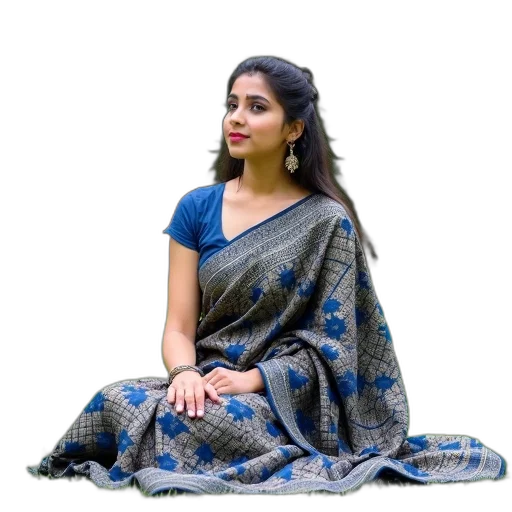 dress, jewelry, oil painting, photorealistic, blue, woman, sitting, grass transparent PNG cut-out