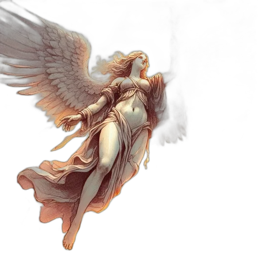 fantasy art, concept art, photorealistic, 3d render, golden, pastel, celestial, figure transparent PNG cut-out
