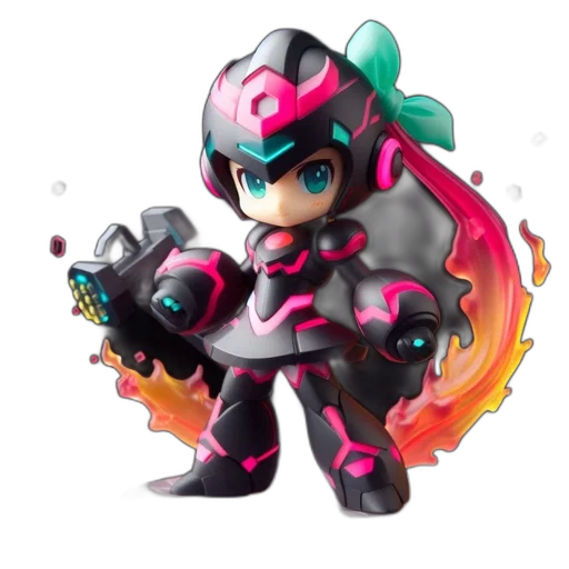 weapon, robot, staff, concept art, pixel art, 3d render, fantasy art, fire transparent PNG cut-out