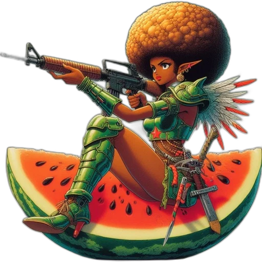 weapon, food, animal, creature, concept art, pixel art, vaporwave, fantasy art transparent PNG cut-out