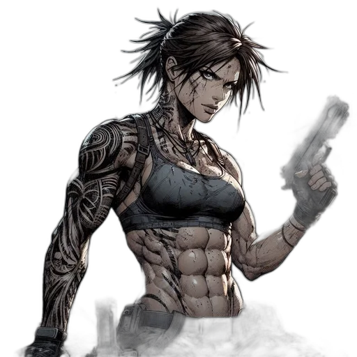 weapon, comic book art, cyberpunk, concept art, fantasy art, post-apocalyptic, setting, tough transparent PNG cut-out
