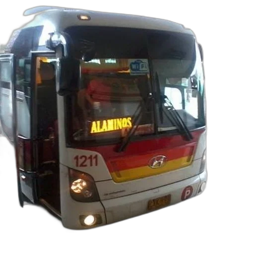 3d render, photorealistic, white, bus, word, alaminos, written transparent PNG cut-out
