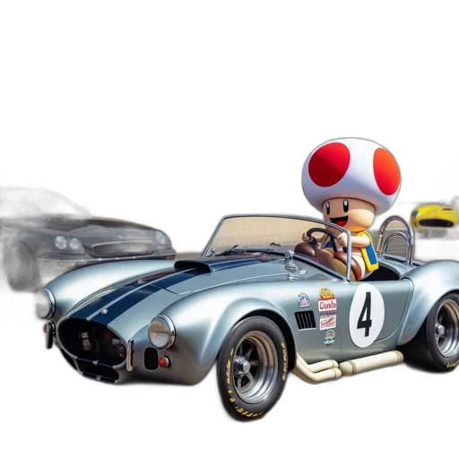 car, 3d render, concept art, photorealistic, cartoon, vintage, racecar, driven transparent PNG cut-out