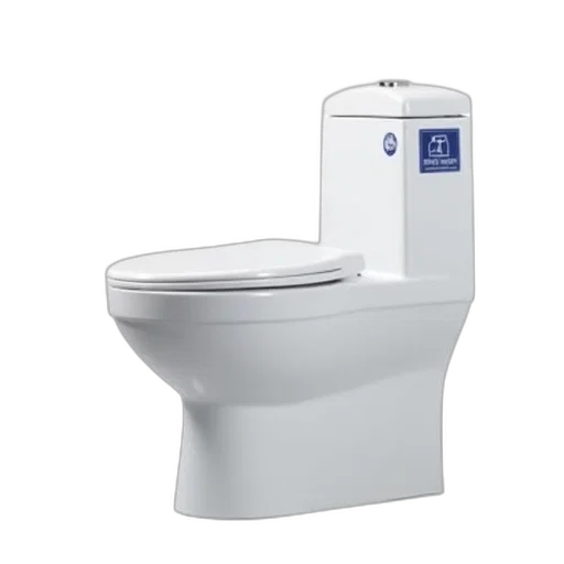 robot, furniture, 3d render, white, toilet, blue, label, right transparent PNG cut-out